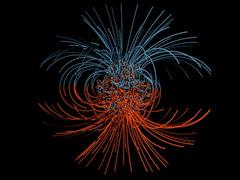 Supercomputer model of the magnetic field lines inEarth's core. (Gary Glatzmaier)