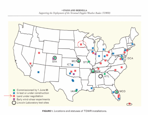 TDWR Installation Map 1995