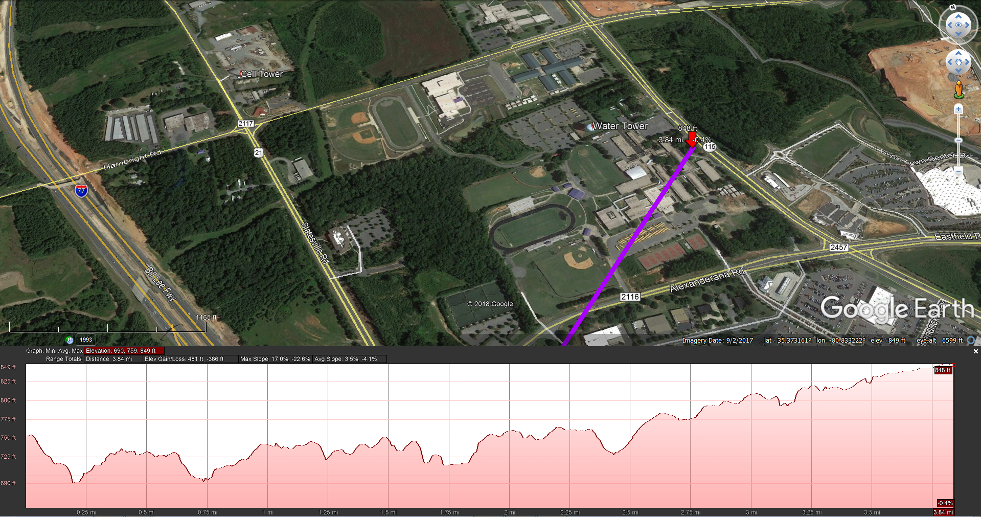 The radar beam appears to be striking at or near the grounds at the ...